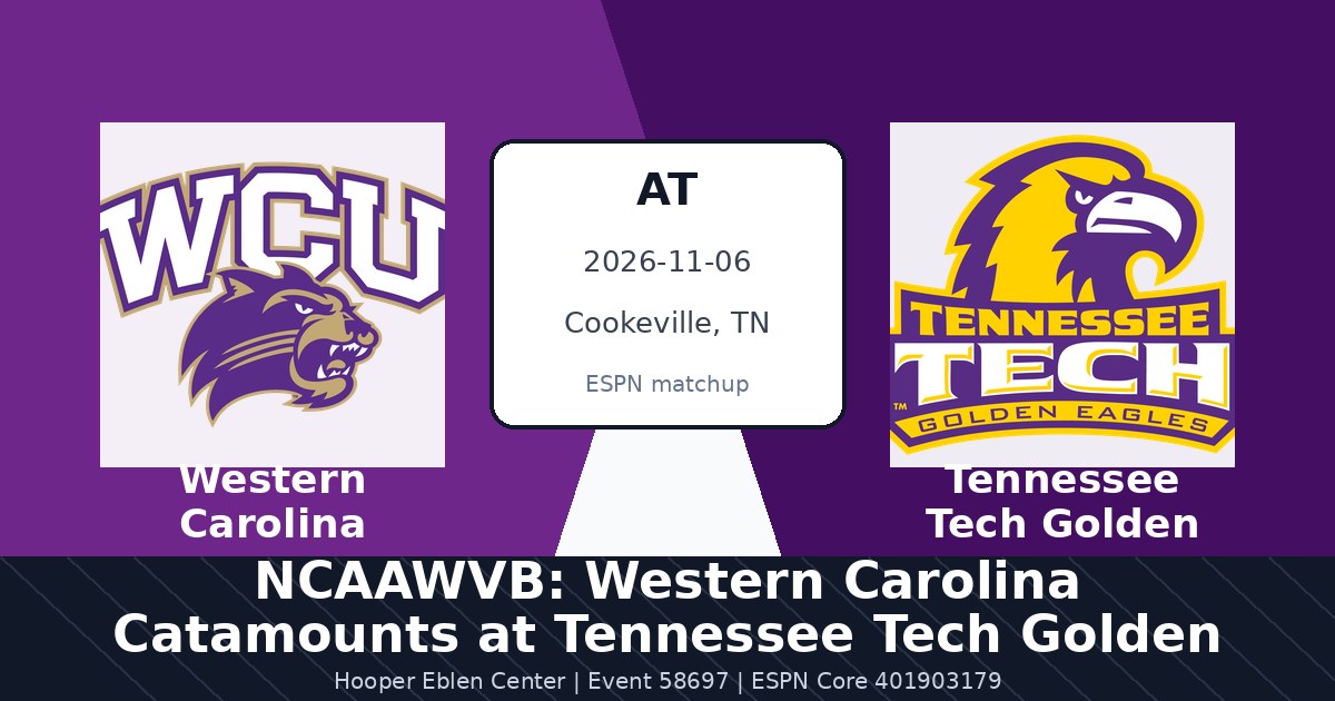 NCAAWVB: Western Carolina Catamounts at Tennessee Tech Golden Eagles photo in Cookeville, TN
