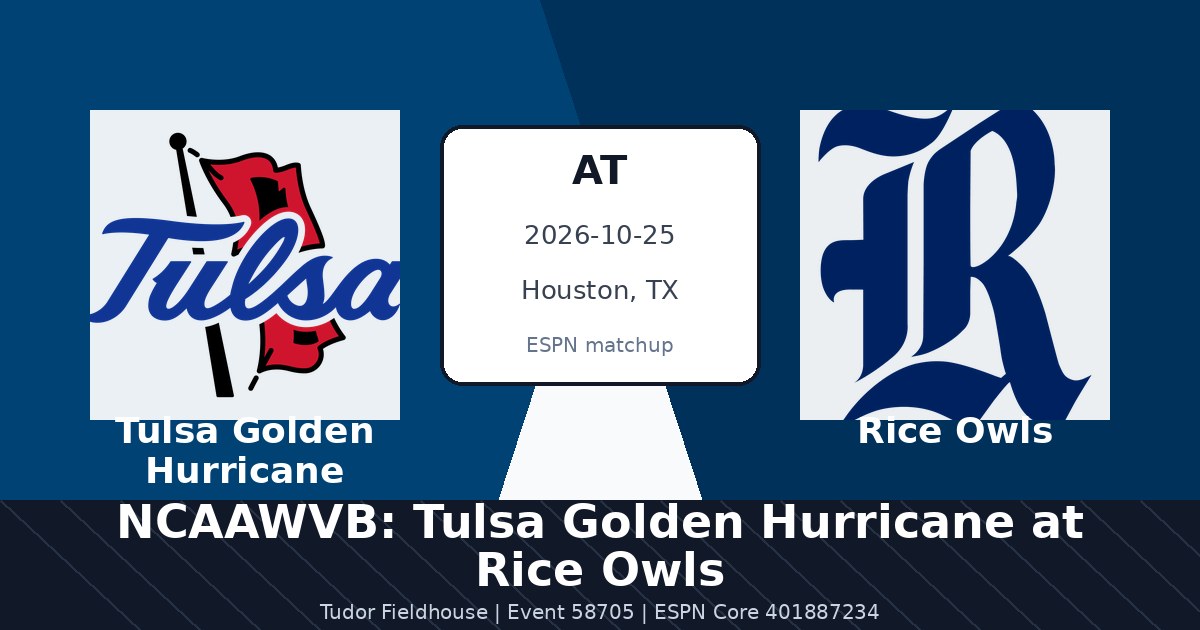 NCAAWVB: Tulsa Golden Hurricane at Rice Owls photo in Houston, TX