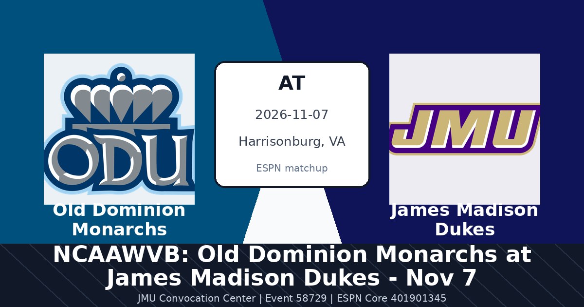 NCAAWVB: Old Dominion Monarchs at James Madison Dukes - Nov 7 photo in Harrisonburg, VA