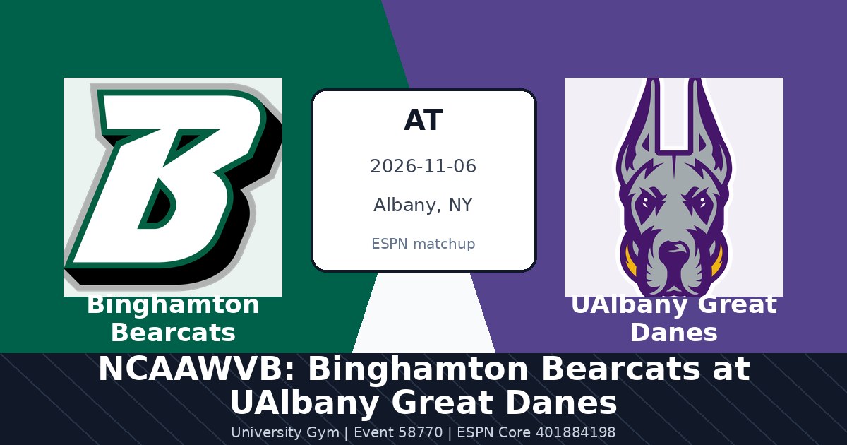 NCAAWVB: Binghamton Bearcats at UAlbany Great Danes photo in Albany, NY