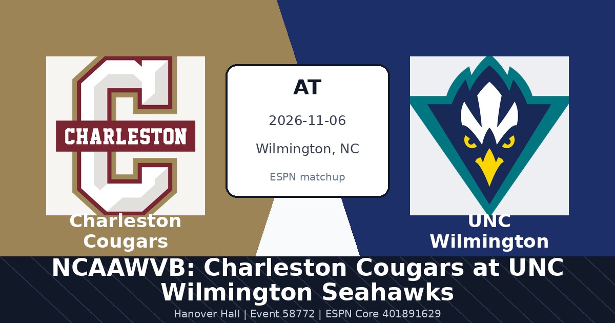 NCAAWVB: Charleston Cougars at UNC Wilmington Seahawks photo in Wilmington, NC