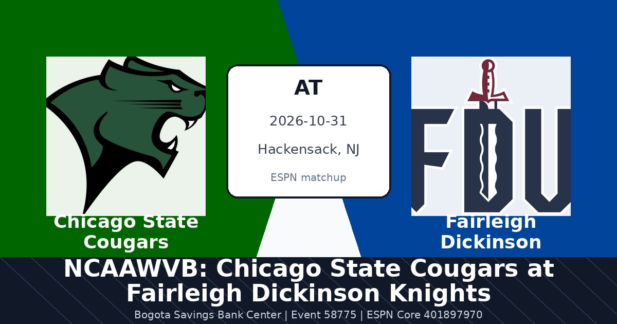 NCAAWVB: Chicago State Cougars at Fairleigh Dickinson Knights photo in Hackensack, NJ