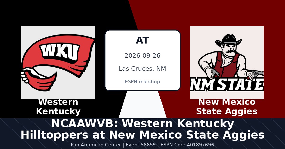 NCAAWVB: Western Kentucky Hilltoppers at New Mexico State Aggies - Sep 26 in Las Cruces, NM