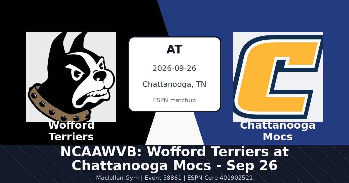 NCAAWVB: Wofford Terriers at Chattanooga Mocs - Sep 26 photo in Chattanooga, TN