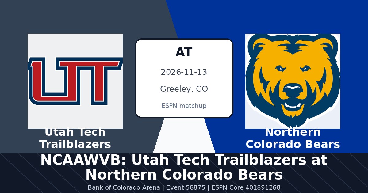 NCAAWVB: Utah Tech Trailblazers at Northern Colorado Bears photo in Greeley, CO