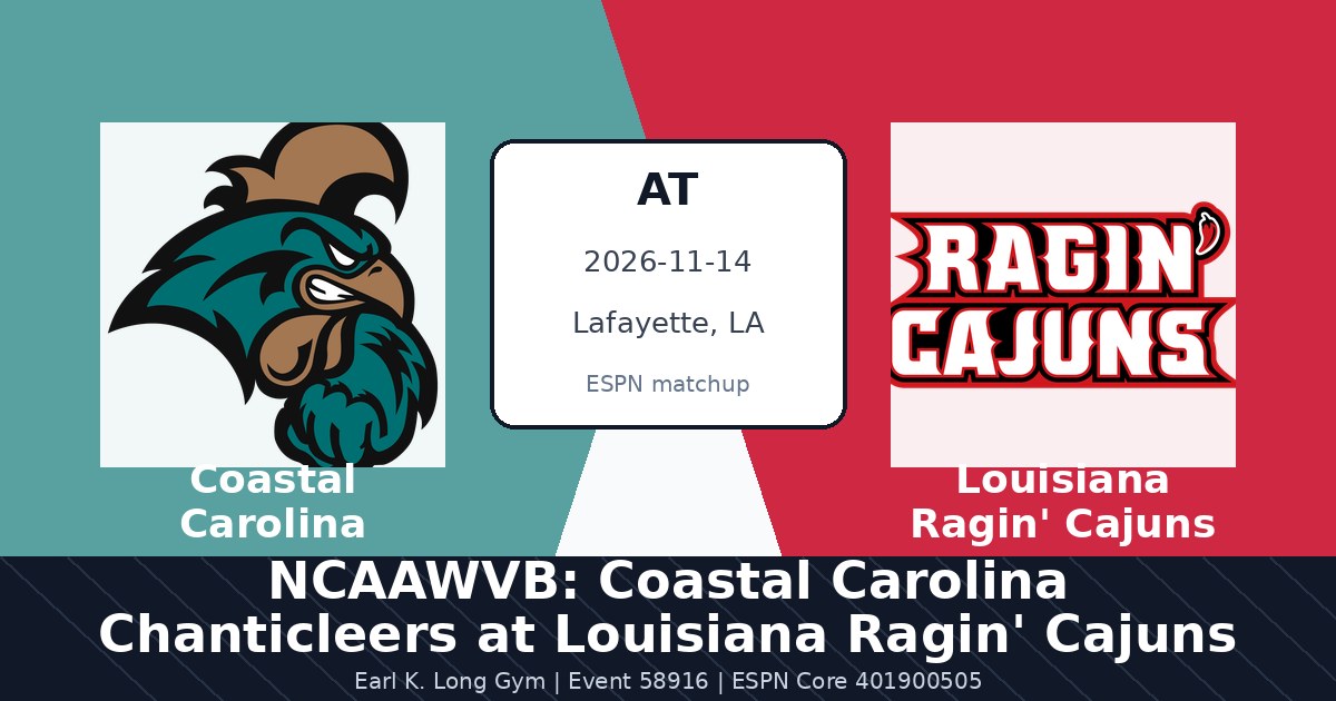 NCAAWVB: Coastal Carolina Chanticleers at Louisiana Ragin' Cajuns photo in Lafayette, LA