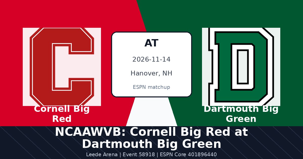NCAAWVB: Cornell Big Red at Dartmouth Big Green photo in Hanover, NH