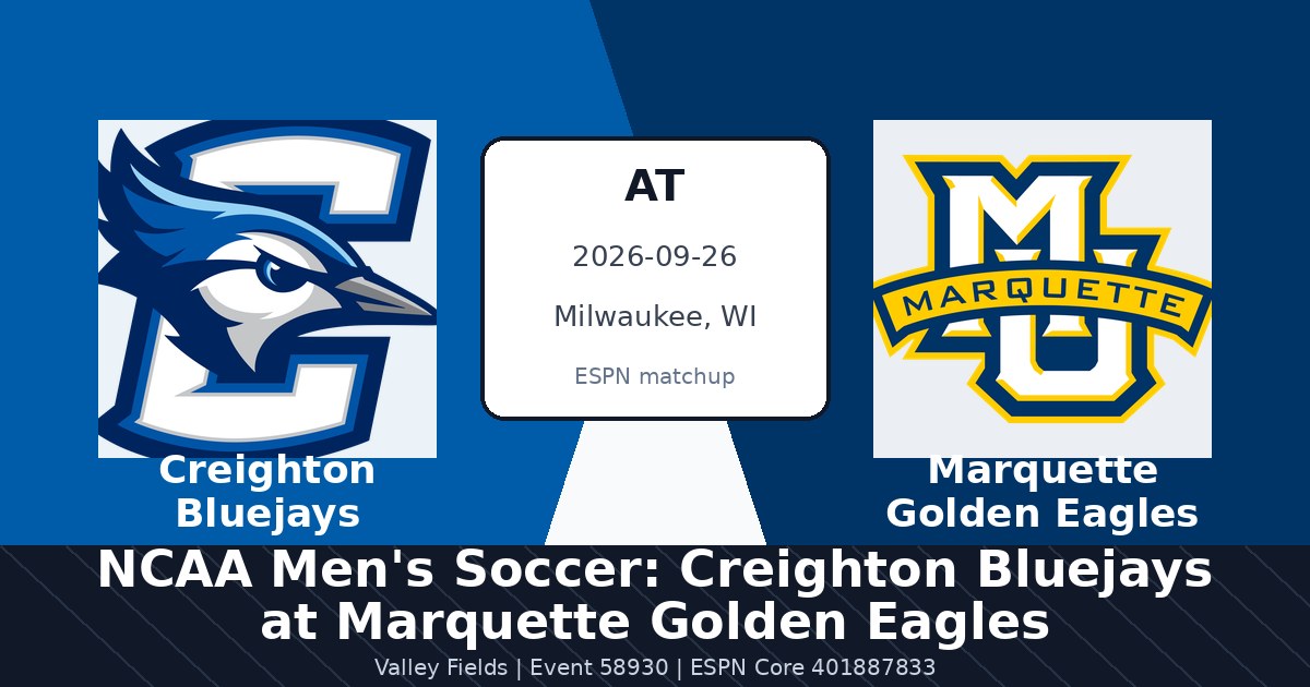 NCAA Men's Soccer: Creighton Bluejays at Marquette Golden Eagles in Milwaukee, WI