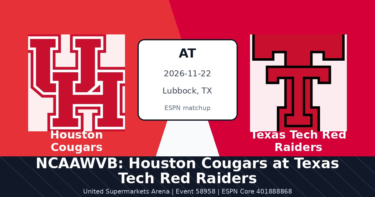 NCAAWVB: Houston Cougars at Texas Tech Red Raiders photo in Lubbock, TX