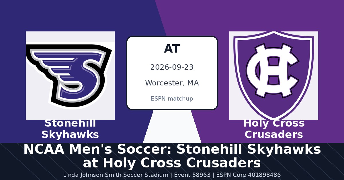 NCAA Men's Soccer: Stonehill Skyhawks at Holy Cross Crusaders photo in Worcester, MA