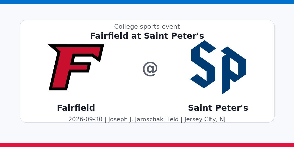 NCAA Men's Soccer: Fairfield Stags at Saint Peter's Peacocks in Jersey City, NJ