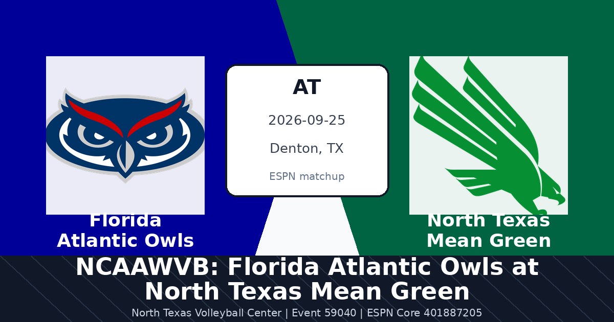 NCAAWVB: Florida Atlantic Owls at North Texas Mean Green photo in Denton, TX