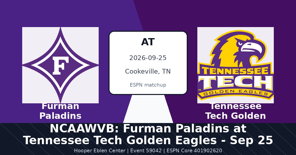 NCAAWVB: Furman Paladins at Tennessee Tech Golden Eagles - Sep 25 photo in Cookeville, TN