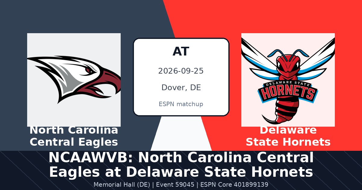 NCAAWVB: North Carolina Central Eagles at Delaware State Hornets photo in Dover, DE