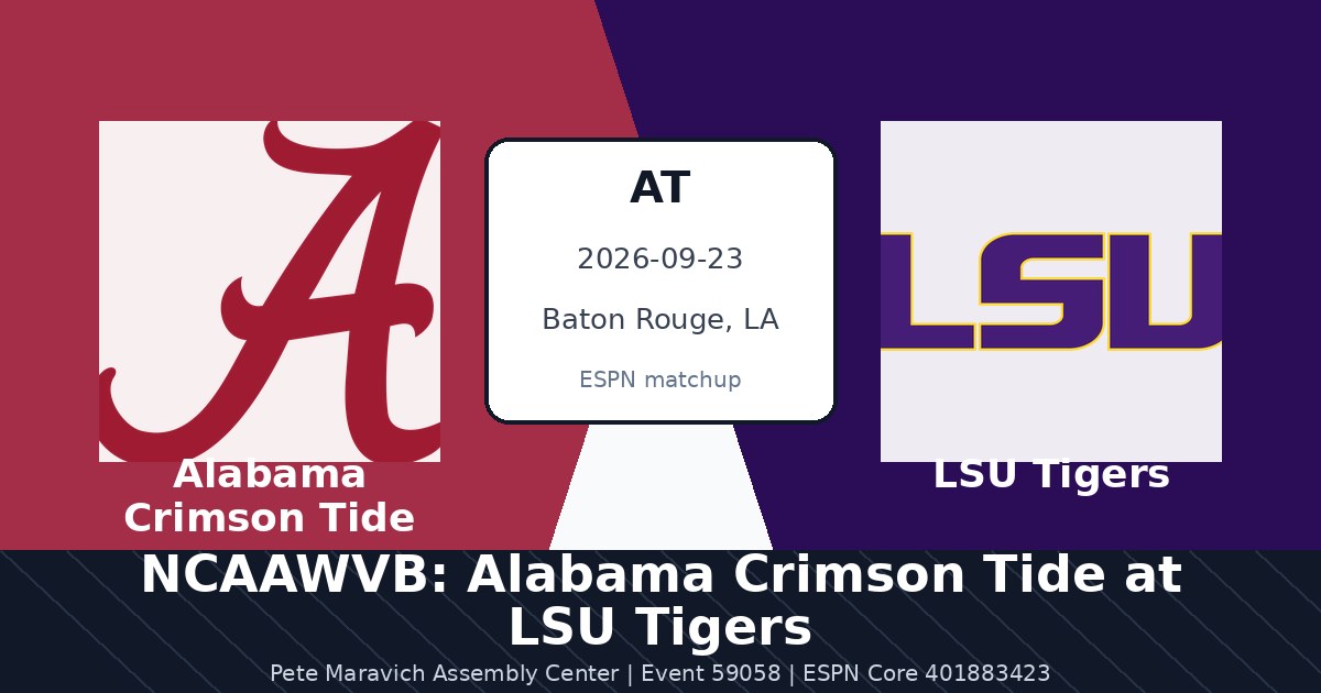 NCAAWVB: Alabama Crimson Tide at LSU Tigers in Baton Rouge, LA