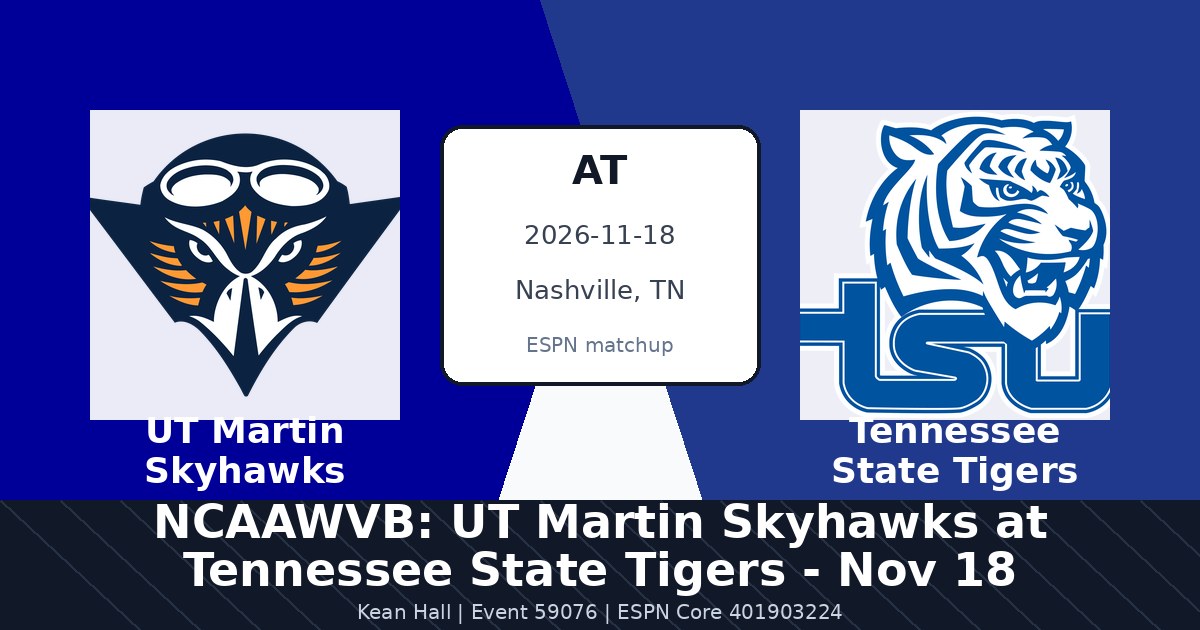 NCAAWVB: UT Martin Skyhawks at Tennessee State Tigers - Nov 18 — sports in Nashville, TN