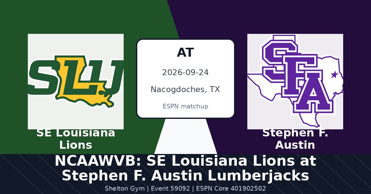 NCAAWVB: SE Louisiana Lions at Stephen F. Austin Lumberjacks photo in Nacogdoches, TX