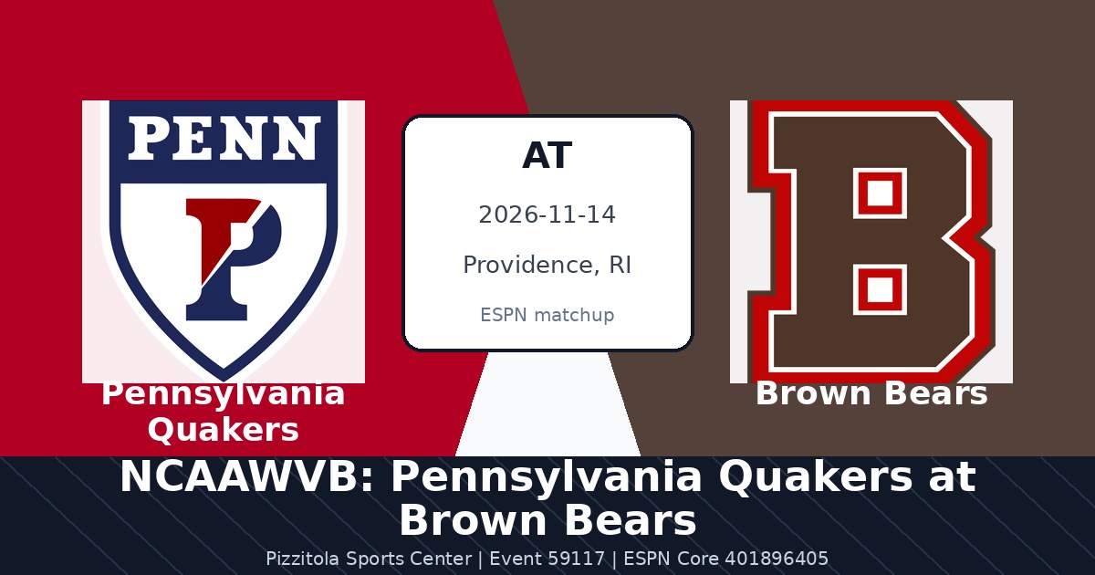 NCAAWVB: Pennsylvania Quakers at Brown Bears photo in Providence, RI