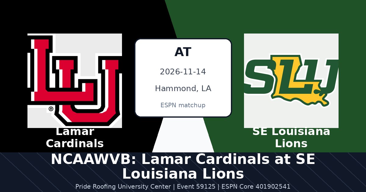 NCAAWVB: Lamar Cardinals at SE Louisiana Lions photo in Hammond, LA