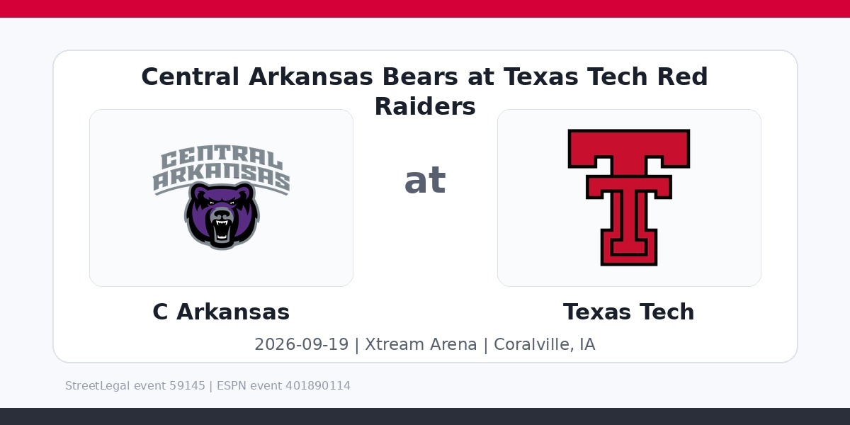 NCAAWVB: Central Arkansas Bears at Texas Tech Red Raiders photo in Coralville, IA