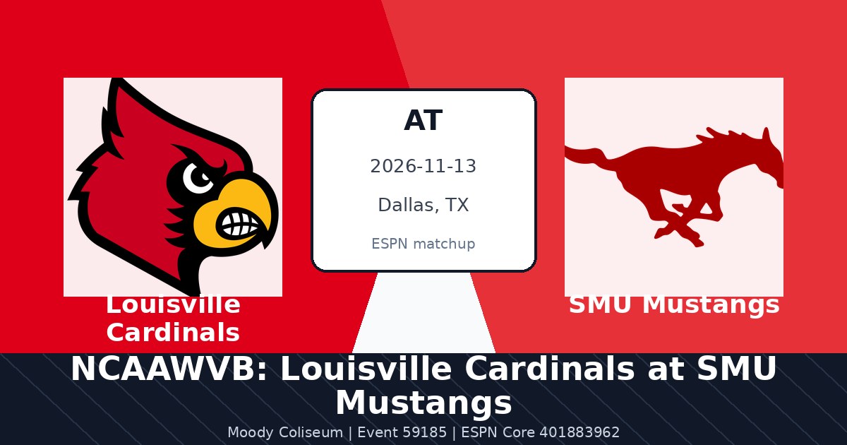 NCAAWVB: Louisville Cardinals at SMU Mustangs — sports in Dallas, TX