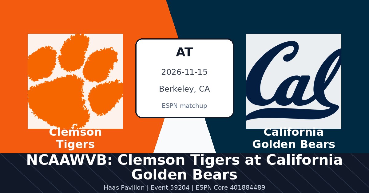 NCAAWVB: Clemson Tigers at California Golden Bears photo in Berkeley, CA