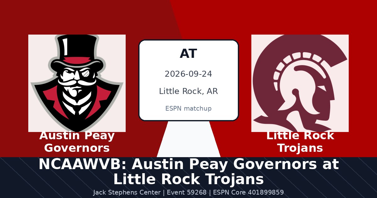 NCAAWVB: Austin Peay Governors at Little Rock Trojans in Little Rock, AR