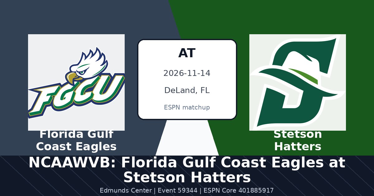 NCAAWVB: Florida Gulf Coast Eagles at Stetson Hatters photo in DeLand, FL