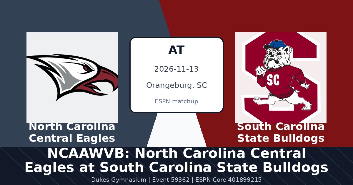 NCAAWVB: North Carolina Central Eagles at South Carolina State Bulldogs photo in Orangeburg, SC