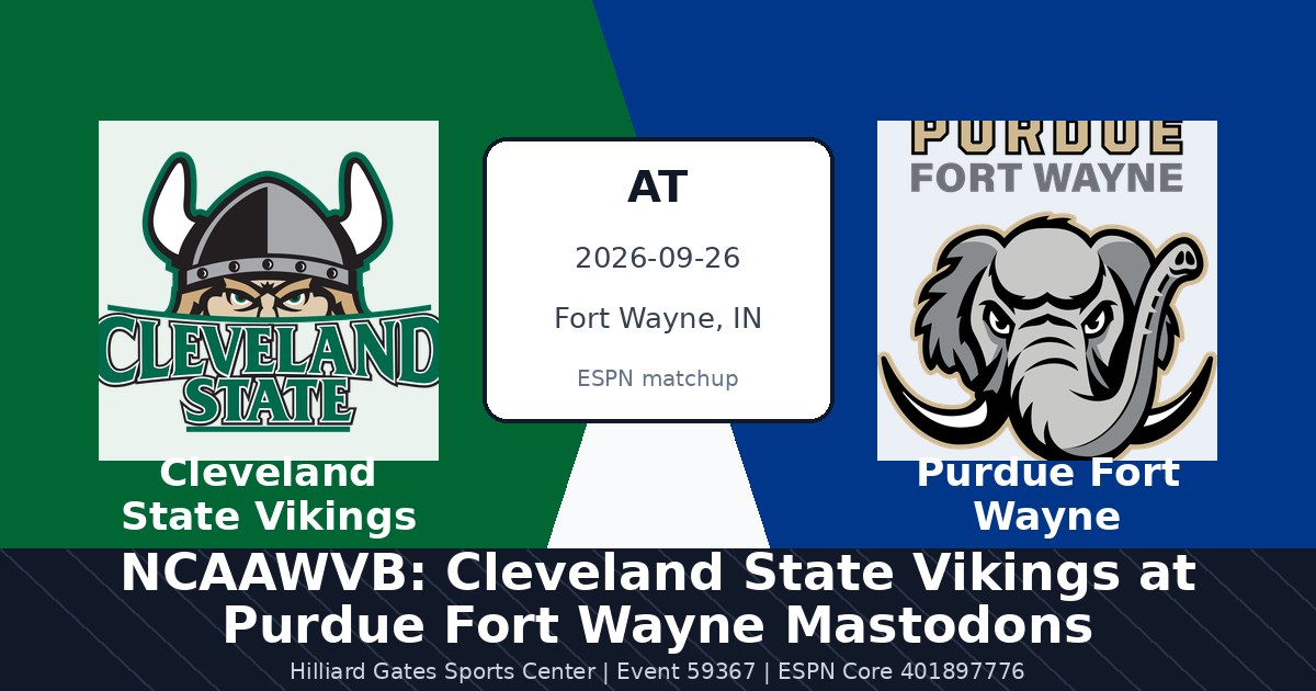 NCAAWVB: Cleveland State Vikings at Purdue Fort Wayne Mastodons photo in Fort Wayne, IN