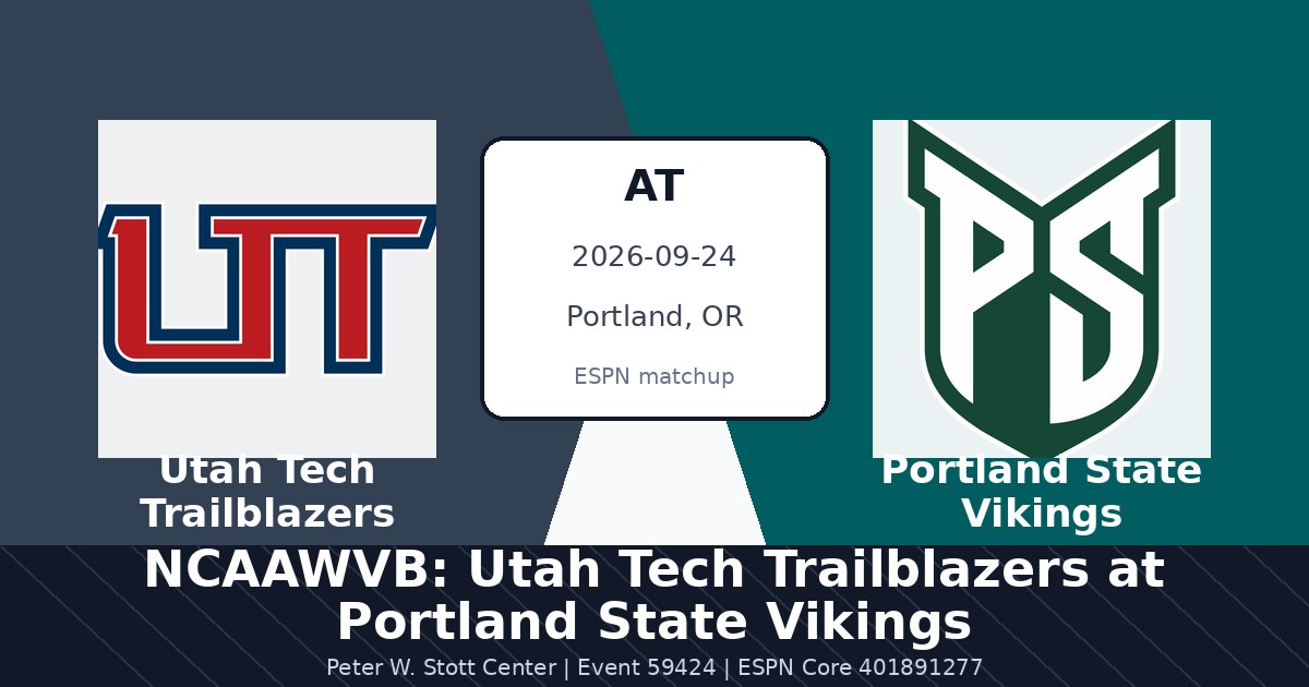 NCAAWVB: Utah Tech Trailblazers at Portland State Vikings in Portland, OR