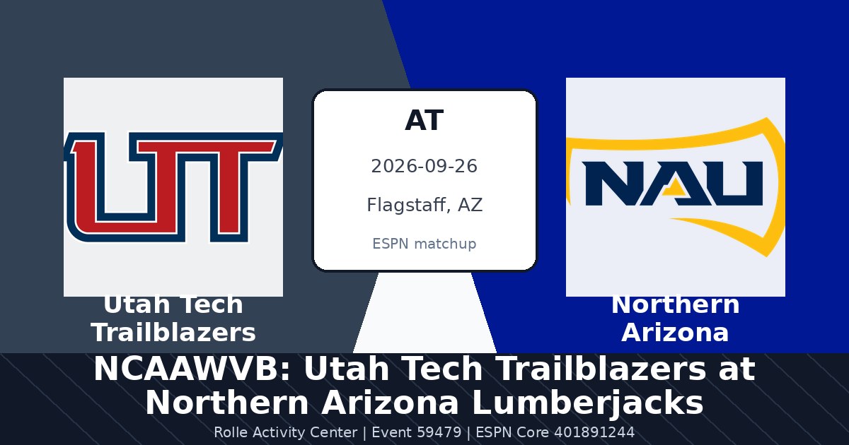 NCAAWVB: Utah Tech Trailblazers at Northern Arizona Lumberjacks in Flagstaff, AZ