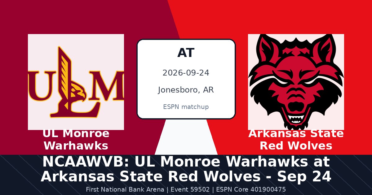NCAAWVB: UL Monroe Warhawks at Arkansas State Red Wolves - Sep 24 photo in Jonesboro, AR