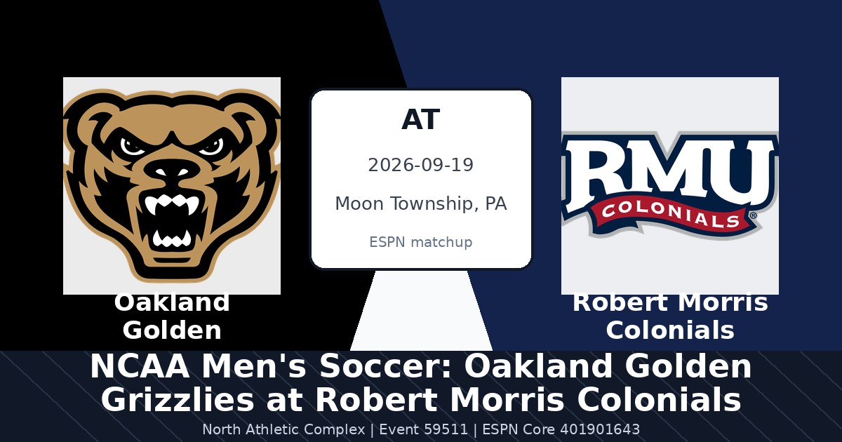 NCAA Men's Soccer: Oakland Golden Grizzlies at Robert Morris Colonials photo in Moon Township, PA
