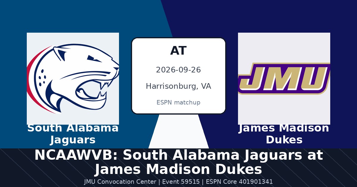 NCAAWVB: South Alabama Jaguars at James Madison Dukes photo in Harrisonburg, VA