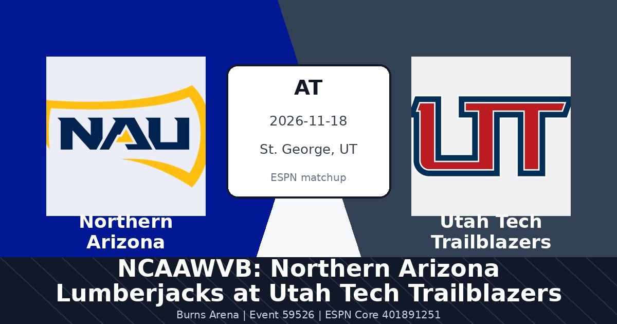 NCAAWVB: Northern Arizona Lumberjacks at Utah Tech Trailblazers photo in St. George, UT