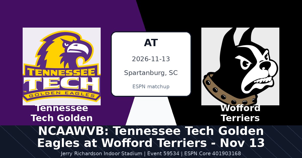 NCAAWVB: Tennessee Tech Golden Eagles at Wofford Terriers - Nov 13 photo in Spartanburg, SC