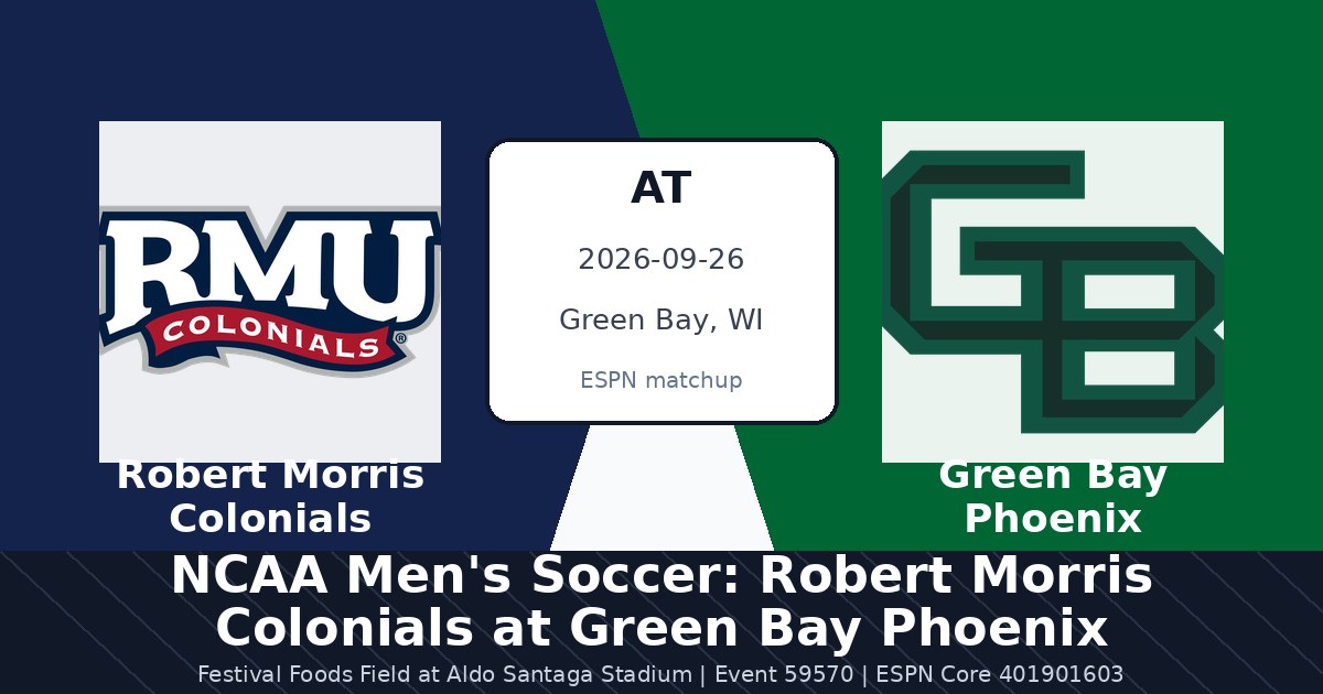 NCAA Men's Soccer: Robert Morris Colonials at Green Bay Phoenix in Green Bay, WI