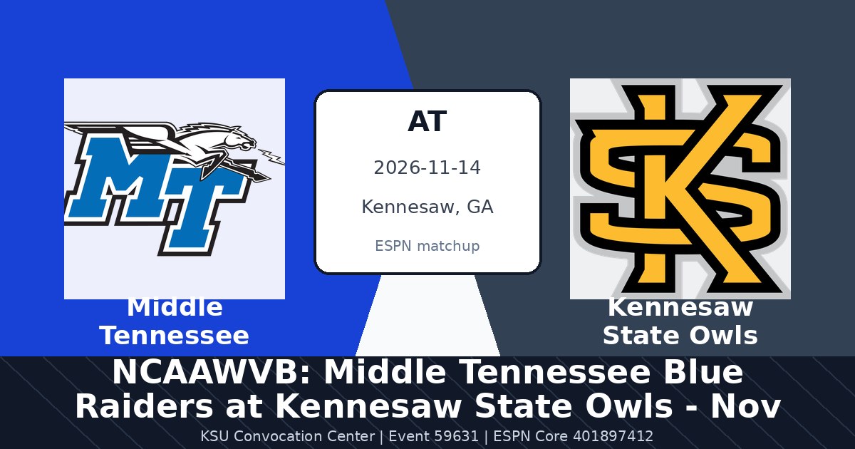 NCAAWVB: Middle Tennessee Blue Raiders at Kennesaw State Owls - Nov 14 photo in Kennesaw, GA