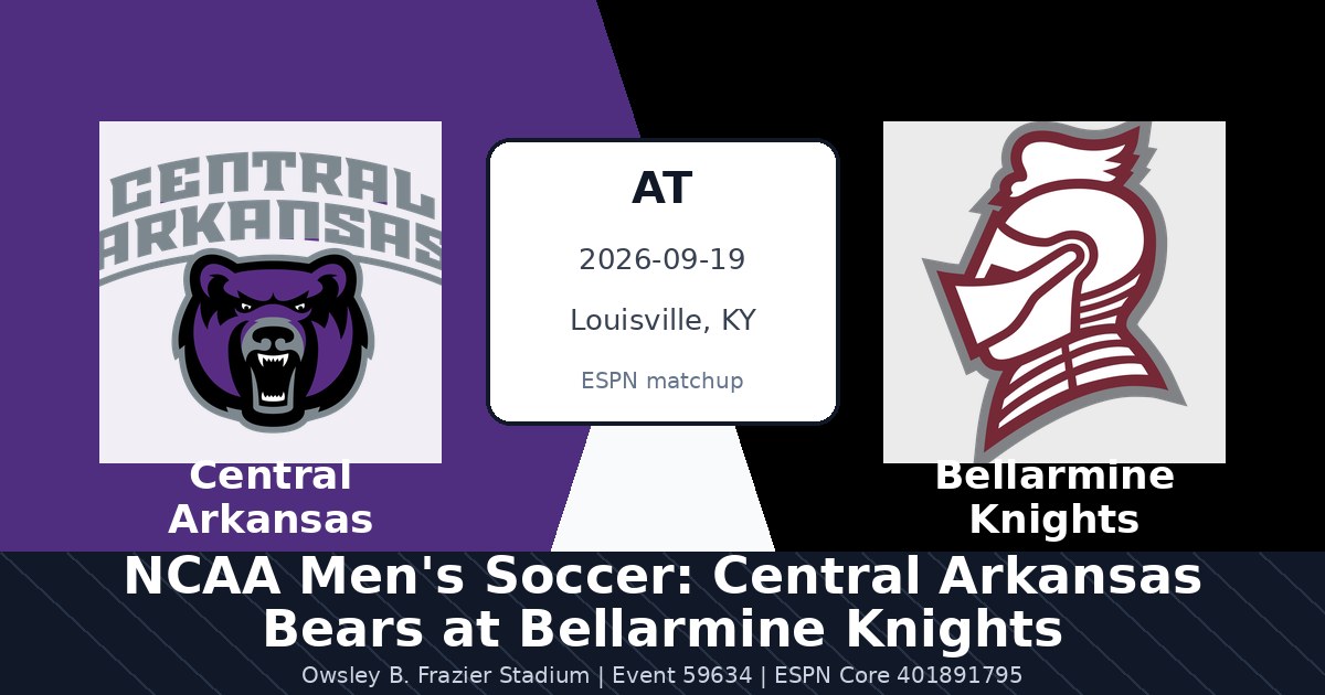 NCAA Men's Soccer: Central Arkansas Bears at Bellarmine Knights in Louisville, KY