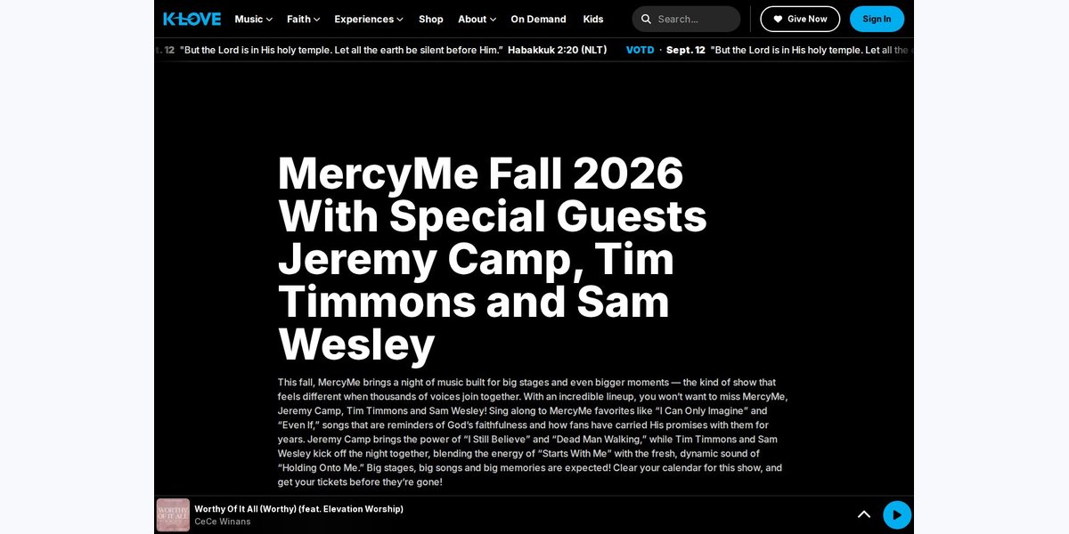 MercyMe - MercyMe LIVE Tour photo in Colorado Springs, CO