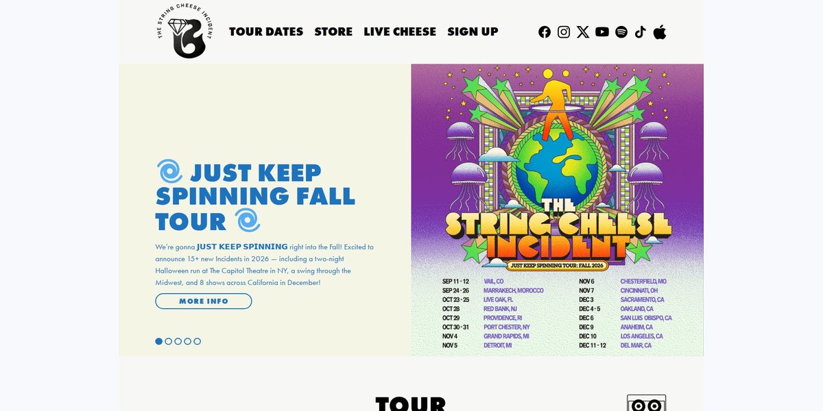 The String Cheese Incident - Just Keep Spinning Tour - December 11, 2026 photo in Del Mar, CA