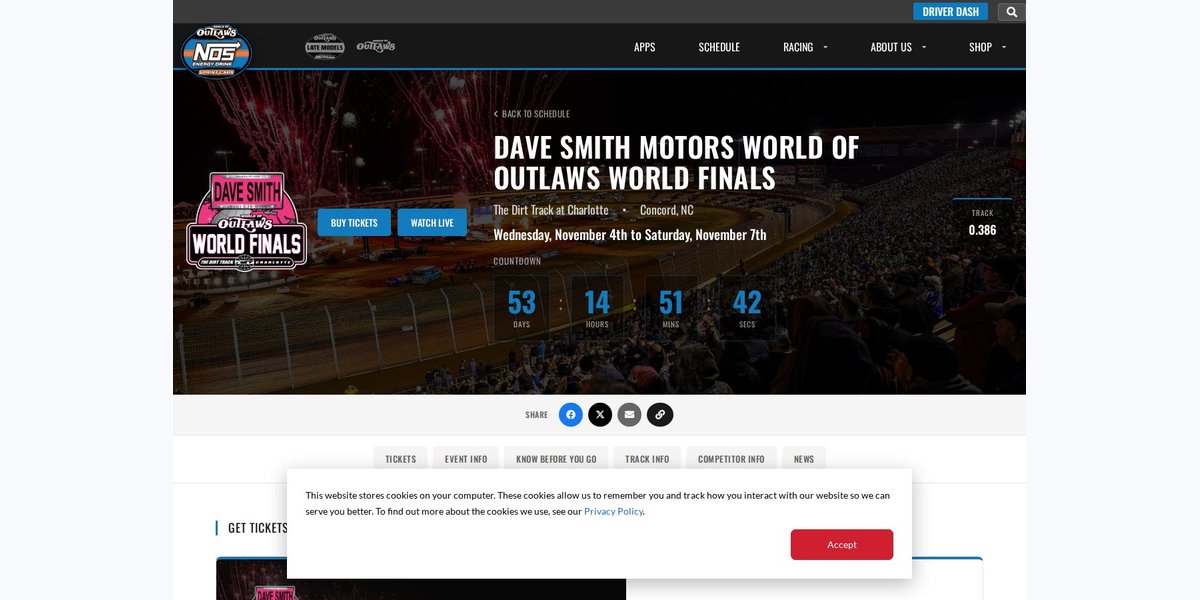 World of Outlaws World Finals Night One photo in Concord, NC