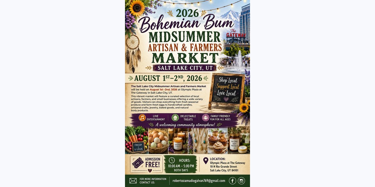 2026 Bohemian Bum Midsummer Artisan and Farmers Market Salt Lake City, UT