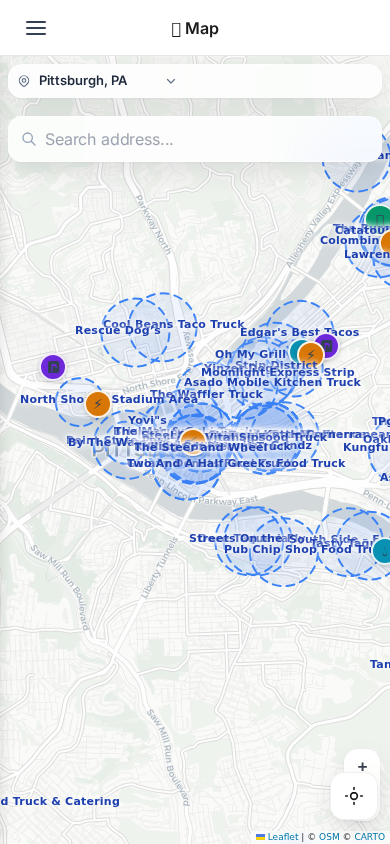 Interactive food truck map